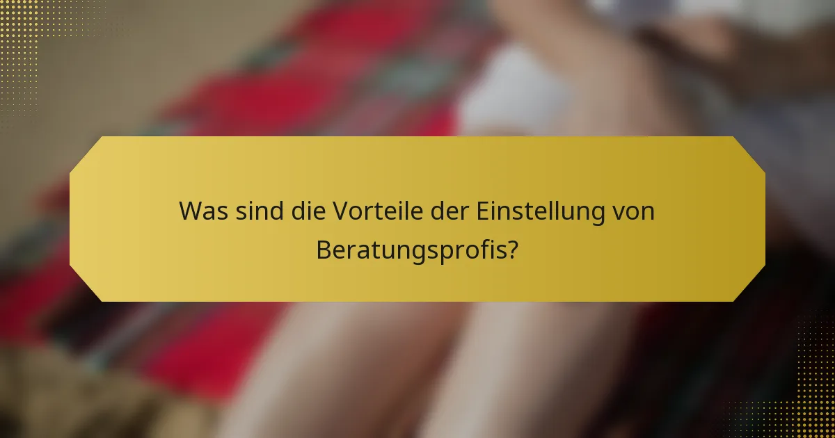 Was sind die Vorteile der Einstellung von Beratungsprofis?